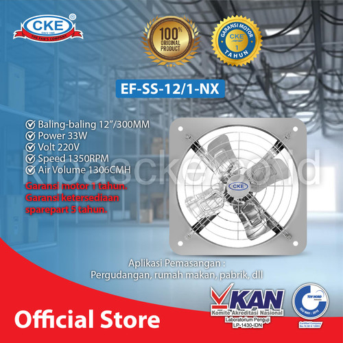 [EZM.0100876] CKE Exhaust Fan Stainless EF-SS-12/1-NX 12 Iinch Kipas Angin Dinding