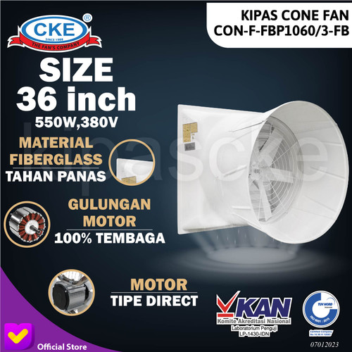 [EZM.0100891] Kipas Cone Fan 36" 3 Phase 550W Alat Ternak Ayam Unggas Kipas Kandang