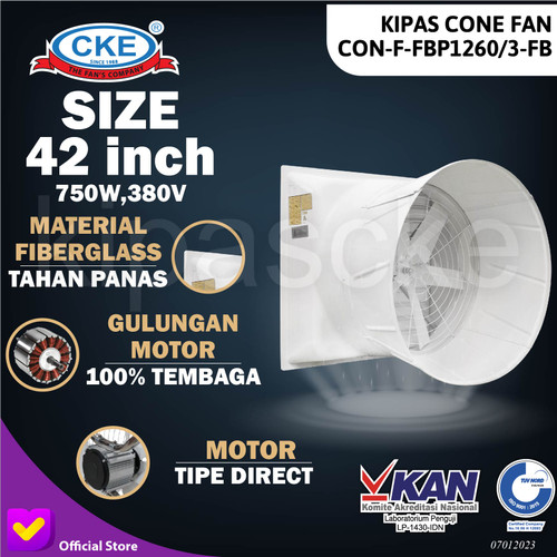 [EZM.0100892] AXIAL CONE FAN CKE CON-F-FBP1260-FB 42INCH 380V EKSOS KANDANG AYAM