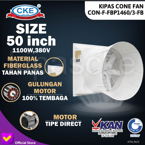 [EZM.0100893] KIPAS CONE FAN 50" 3 Phase 1.1KW Alat Ternak Ayam Unggas Kipas Kandang