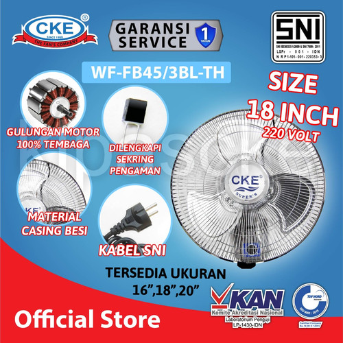 [EZM.0100918] Kipas angin dinding 18 Inch 130 watt wall fan kipas tornado Besi CKE