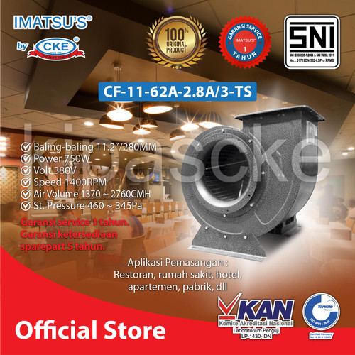 [EZM.0100917] CENTRIFUGAL FAN CKE CF-11-62A-2.8A/3-TS 11.2INCH 380V BLOWER KEONG