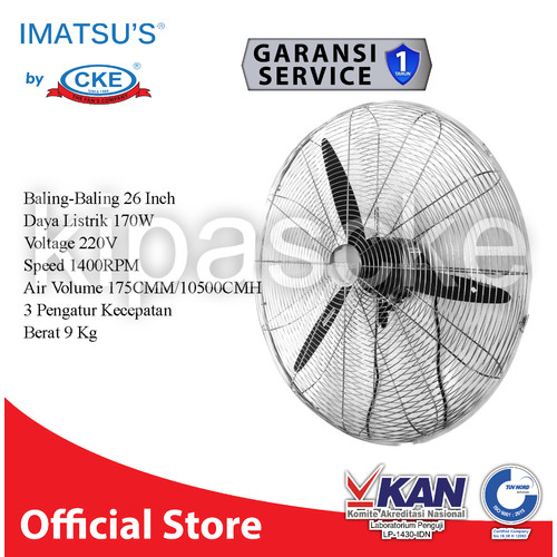 [EZM.0101009] Wall Fan Imatsu WF-ECO-26-NH 26 Inch Kipas Angin Dinding Tembok Rumah