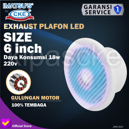 [EZM.0101028] Exhaust Fan Imatsu EFT-APC15B/IMT-LED 6 Inch Rumah Toilet Dapur