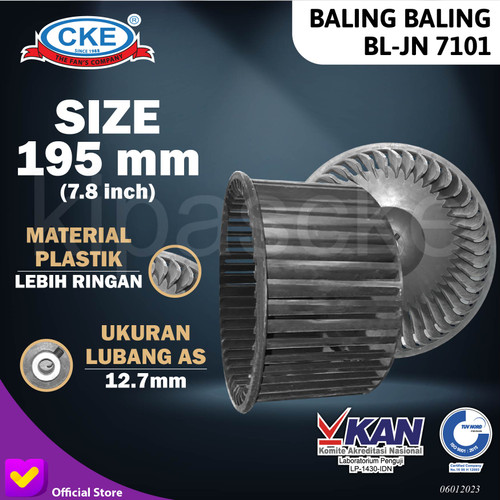 [EZM.0101038] Blade Blower 7.8 Inch Plastik Baling Centrifugal Blower 7.8" BL-JN7101