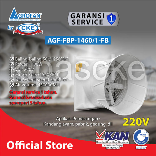 [EZM.0101841] Kipas Cone Fan 50" 1 Phase 1.1KW Long Cone Kipas Kandang Ayam Unggas