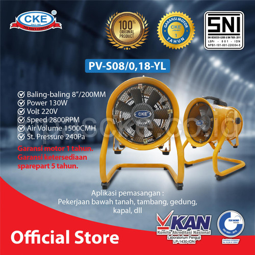 [EZM.0101102] CKE Portable Ventilator PV-S08 8 Inch Ventilator Blower Kipas Eksos