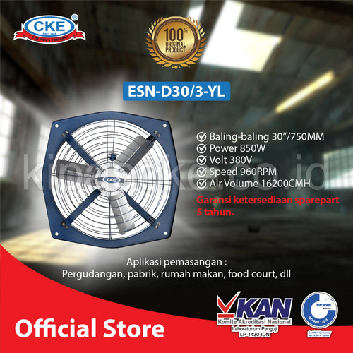 [EZM.0101124] CKE Exhaust Fan ESN-D30 380V INDUSTRI 30 Inch Exhaust Dinding Kipas