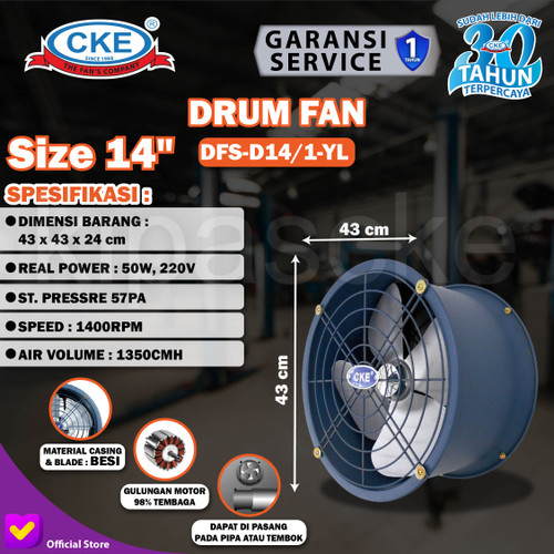 [EZM.0101179] CKE Drum Fan DFS-D14 1 14 Inch Drum Fan Blower