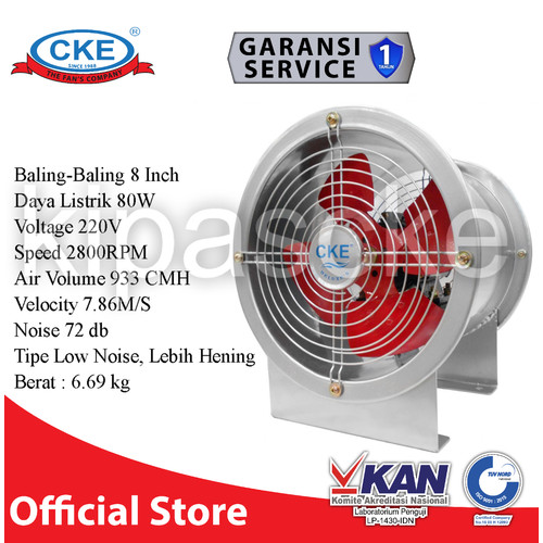 [EZM.0101963] CKE Axial Fan AFD-STD-FAC-20Y-2-GS 8Inch Drum Axial Drum Blower Gedung