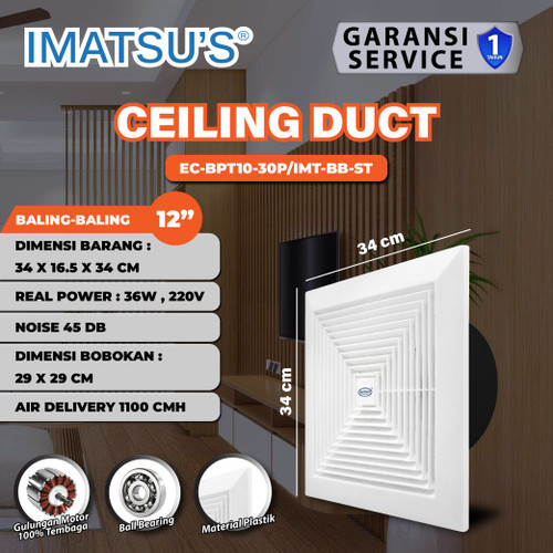 [EZM.0101196] Exhaust Ceiling Imatsu EC-BPT10-30P 12 Inch Eksos Plafon Eksos Toilet