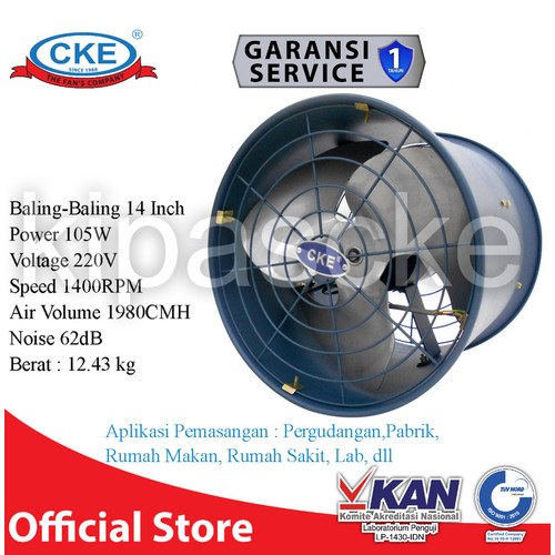 [EZM.0101199] CKE Drum Fan DFL-EX14 14 Inch Blower Tabung Blower Gedung Eksos Drum