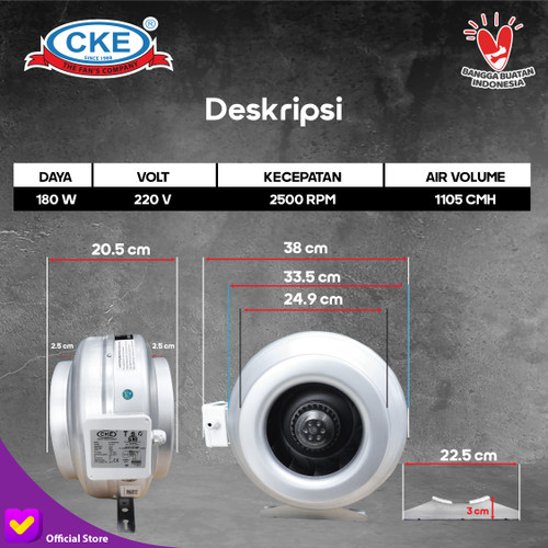 [EZM.0101211] CKE Duct Inline CI-CDI250 10 Inch Inline Fan Duct Fan Blower Hisap
