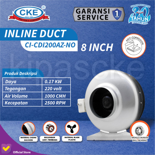 [EZM.0101212] Duct Inline CKE CI-CDI200 8 Inch Inline Fan Duct Fan Blower Hisap