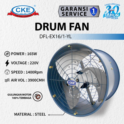 [EZM.0101202] Drum Fan CKE DFL-EX16 16 Inch Blower Tabung Blower Gedung Eksos Drum