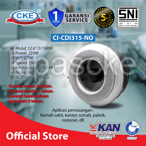 [EZM.0101204] Duct Inline CKE CI-CDI315 12.6 Inch Inline Fan Duct Fan Blower Hisap