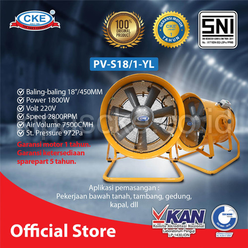 [EZM.0101205] CKE Portable Ventilator PV-S18 18 Inch Blower Kipas Eksos Tambang