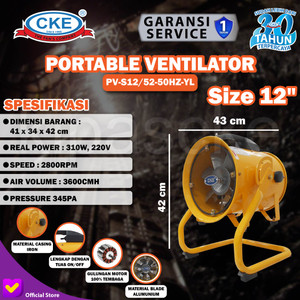 [EZM.0101229] Portable Ventilator CKE PV-S12 52-50HZ 12 Inch Blower Eksos Tambang