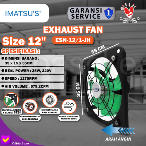 [EZM.0102014] Exhaust Fan Imatsu ESN-12/1-JH 12 Inch Rumah Toilet Dapur Restoran
