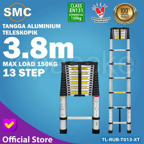 [EZM.0101268] Tangga Lipat Aluminium Teleskopik 3.8M Single Telescopic Ladder 3.8 M
