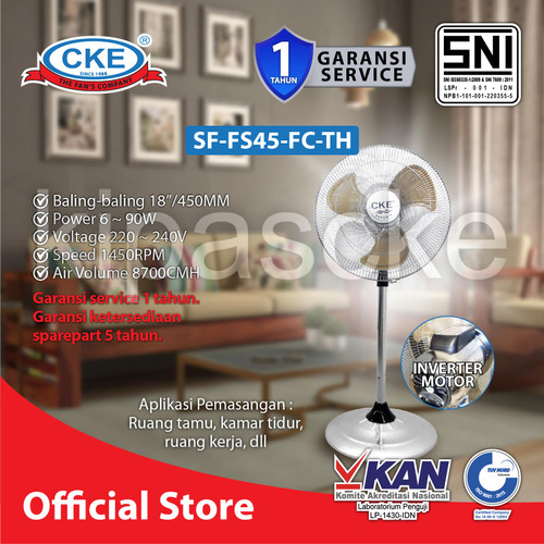 [EZM.0101277] CKE Stand Fan SF-FS45-FC-TH 18 Inch Kipas Angin Berdiri Kipas Industri