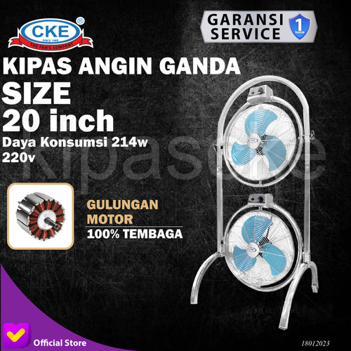 [EZM.0102066] CKE Powerfull Fan TWRPF-50C-HY 20 Inch Floor Fan Kipas Angin Tornado