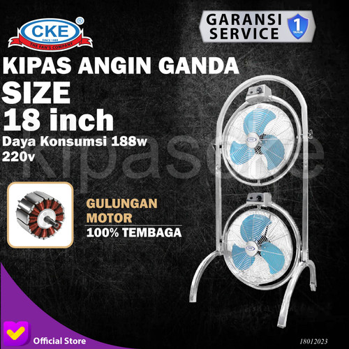 [EZM.0101276] Powerfull Fan 18 Inch Kipas Angin Tornado Industri Lantai Ganda