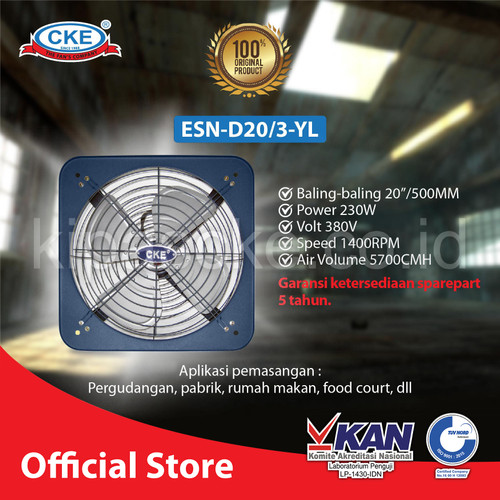 [EZM.0101289] Exhaust Fan CKE Standard DBN 20 Inch 380V Fan Industri Toilet Eksos