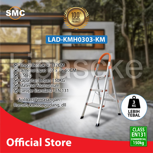 [EZM.0101299] Ladder Tangga Lipat KMH0303 3 Step Silver 1.1 Meter Aluminium Engsel