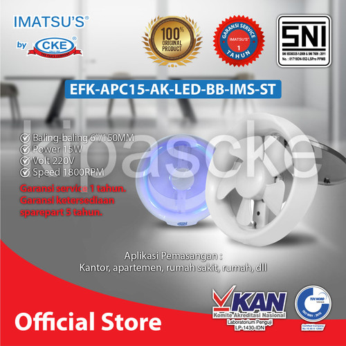 [EZM.0101320] Exhaust Fan Kaca Imatsu APC15-AK With Ball Bearing & LED 6 Inch Eksos