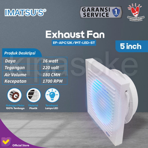 [EZM.0102099] Exhaust Fan Imatsu APC12K With LED 5 Inch Rumah Toilet Dapur Eksos