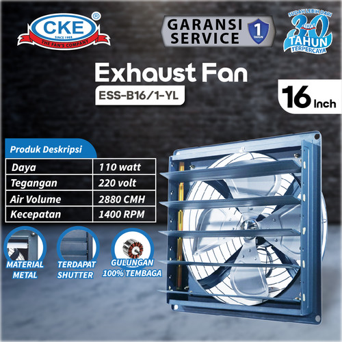 [EZM.0101339] Exhaust Fan CKE Standard Shutter BN 16 Inch Fan Rumah Toilet Eksos