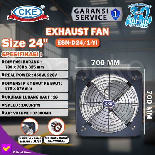 [EZM.0101346] Exhaust Fan CKE Standard DBN 24 Inch Fan Industri Toilet Eksos