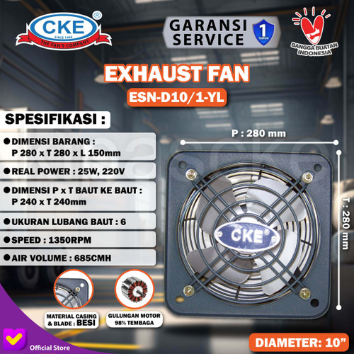 [EZM.0101353] Exhaust Fan CKE Standard DBN 10 Inch Fan Rumah Toilet Eksos