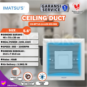 [EZM.0101360] Imatsu Ceiling Duct BPT15-14-LED 5.6Inch Exhaust Plafon Exhaust Toilet