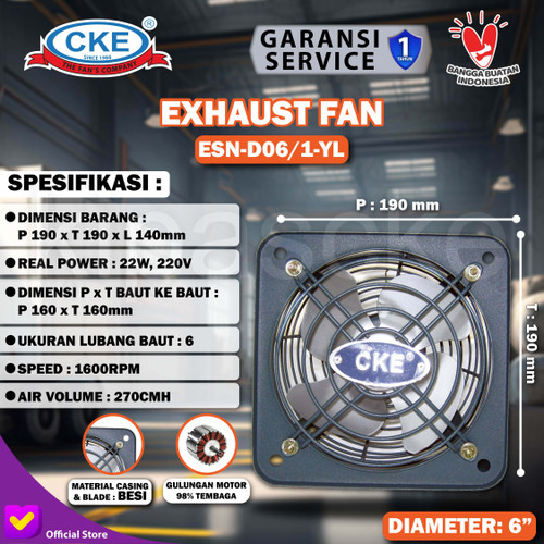 [EZM.0101355] Exhaust Fan CKE Standard DBN 6 Inch Fan Rumah Toilet Eksos