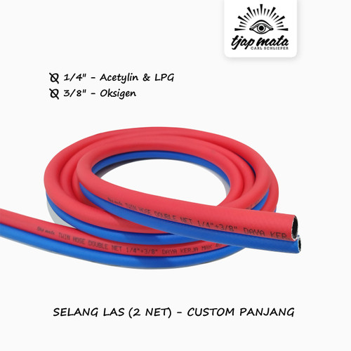 [EZM.0601332] TJAP MATA / CAP MATA Selang Las 1/4" & 3/8" (2 NET) - (Custom Panjang)