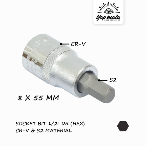 [EZM.0600450] TJAP MATA / CAP MATA Socket Bit 1/2" DR - (HEX 8 X 55 MM) CR-V