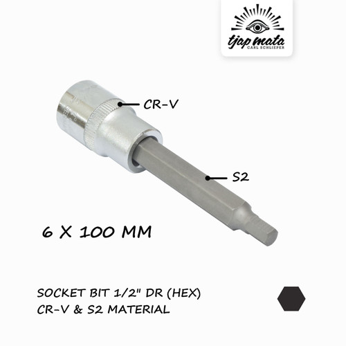 [EZM.0600451] TJAP MATA / CAP MATA Socket Bit 1/2" DR - (HEX 6 X 100 MM) CR-V
