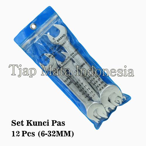[EZM.0600598] TJAP MATA / CAP MATA Kunci Pas / Open End Wrench Set 12 Pcs (6-32) MM
