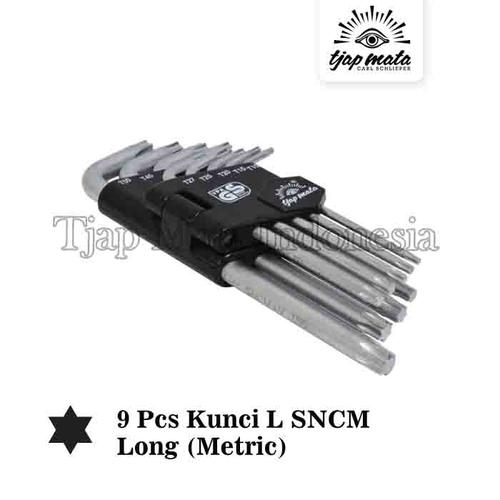 [EZM.0600774] TJAP MATA / CAP MATA Set 9 Pcs Kunci L SNCM - Star Long (Metric)