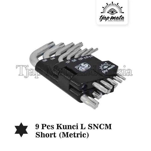 [EZM.0600775] TJAP MATA / CAP MATA Set 9 Pcs Kunci L SNCM - Star Short (Metric)