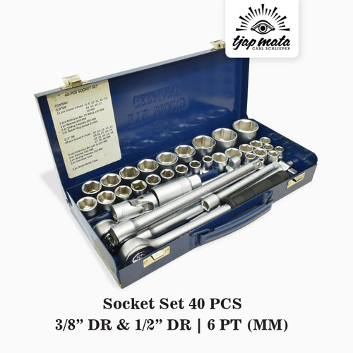 [EZM.0600151] TJAP MATA / CAP MATA Socket Set 40 Pcs 1/2" DR & 3/8" DR (6 PT) Metric