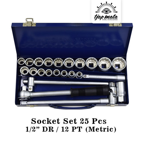 [EZM.0600152] TJAP MATA / CAP MATA Socket Set 25 Pcs 1/2" DR (12 Point) - Metric