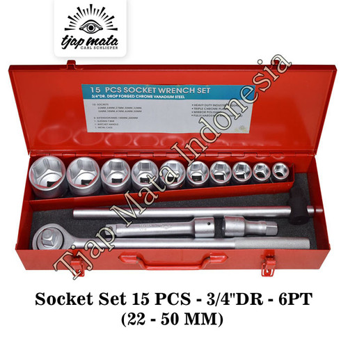 [EZM.0600154] TJAP MATA / CAP MATA Socket Set 15 Pcs 3/4" DR (6 Point) - Metric