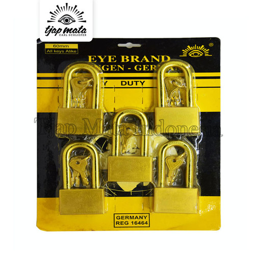 [EZM.0601686] TJAP MATA / CAP MATA Gembok Kotak (60 MM - 5 PCS),Leher Panjang "Keyalike"