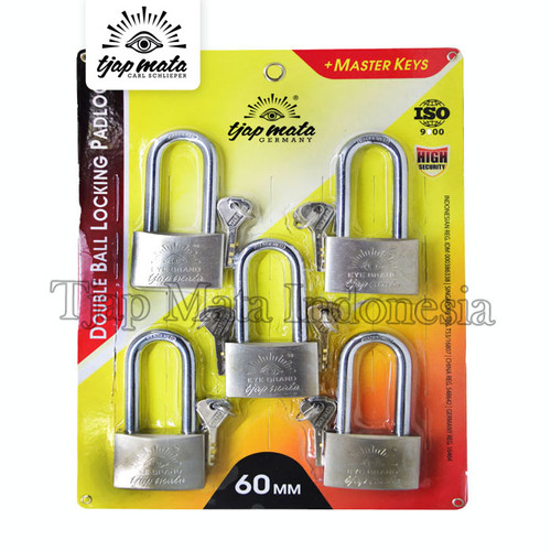 [EZM.0600219] TJAP MATA / CAP MATA Gembok 60 MM (5 Pcs), Leher Panjang, Master Key