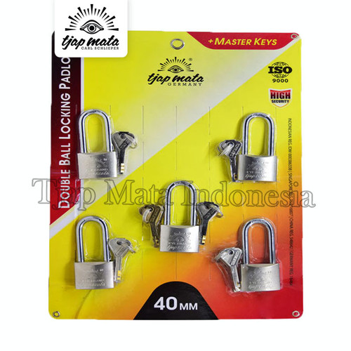 [EZM.0601688] TJAP MATA / CAP MATA Gembok (40 MM 5 PCS), Leher Panjang & Master Key