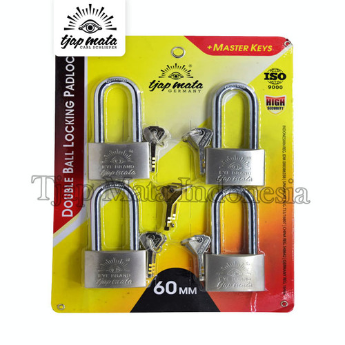 [EZM.0600221] TJAP MATA / CAP MATA Gembok 60 MM (4 Pcs), Leher Panjang, Master Key