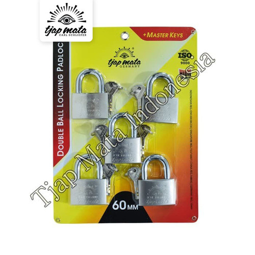 [EZM.0601689] TJAP MATA / CAP MATA Gembok (60 MM - 5 PCS), Leher Pendek & Master Key
